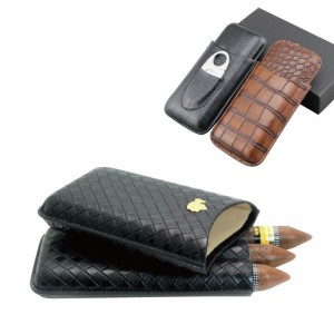 Travel 3 counts Portable Leather Cigar Case